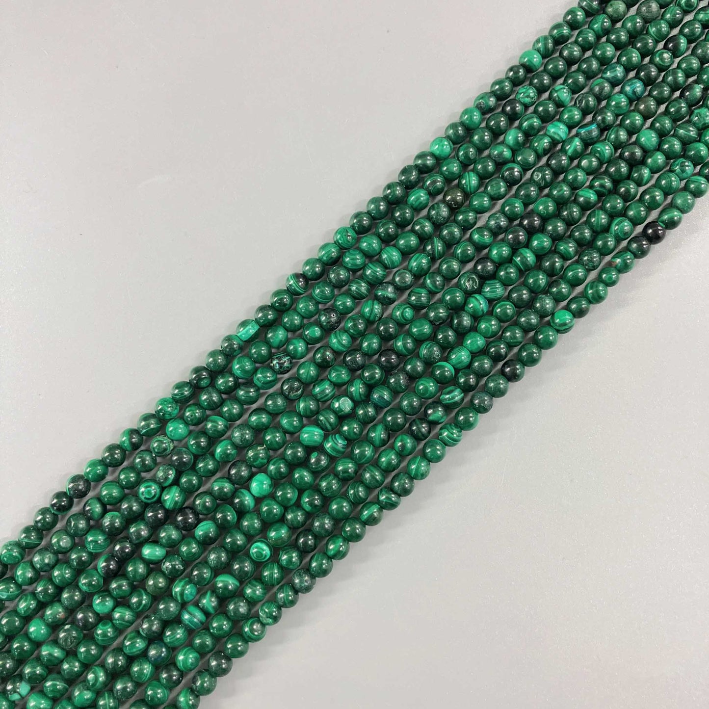Malachite Round Bead 16" 4mm A/A+