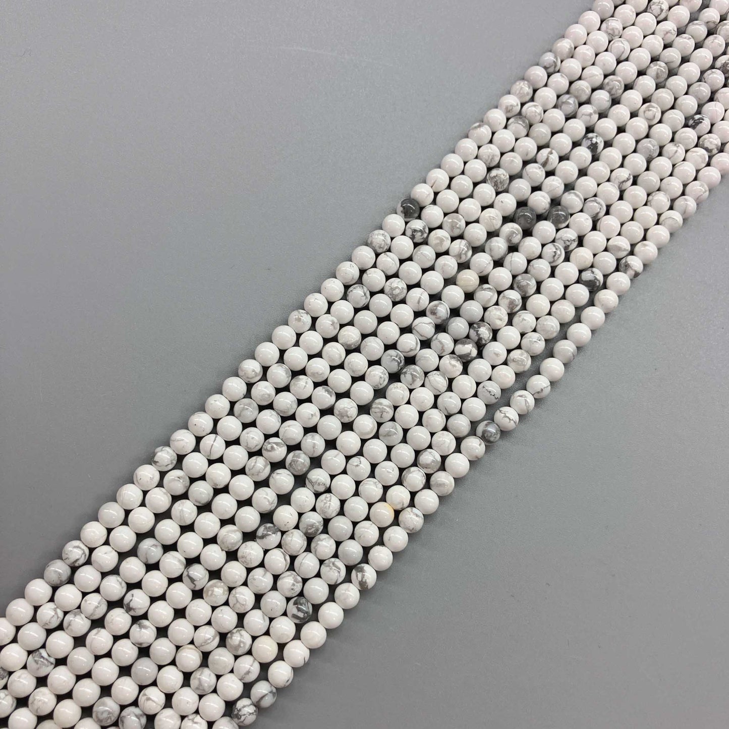 Howlite White Round Bead 16" 4mm A