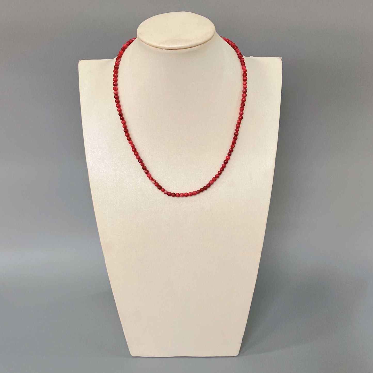 Thulite Round Bead Necklace 4mm A