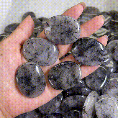 Black Rutile Quartz Soap stone 6/8*30*40mm A
