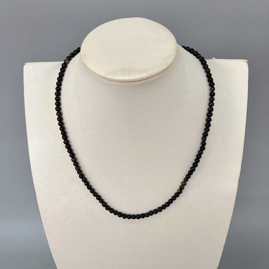 Blue Tiger Eye Round Bead Necklace 4mm A