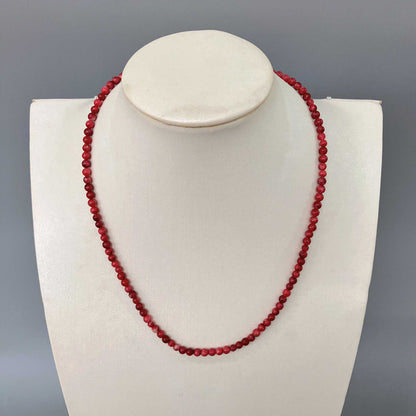 Thulite Round Bead Necklace 4mm A