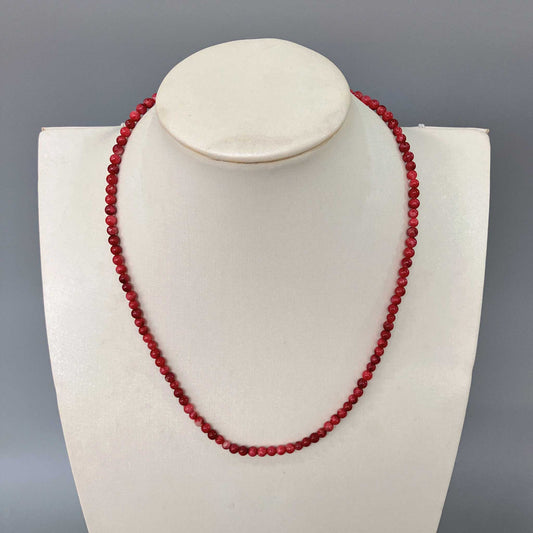 Thulite Round Bead Necklace 4mm A
