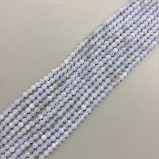 Blue Lace Agate Round Bead 16" 4mm A