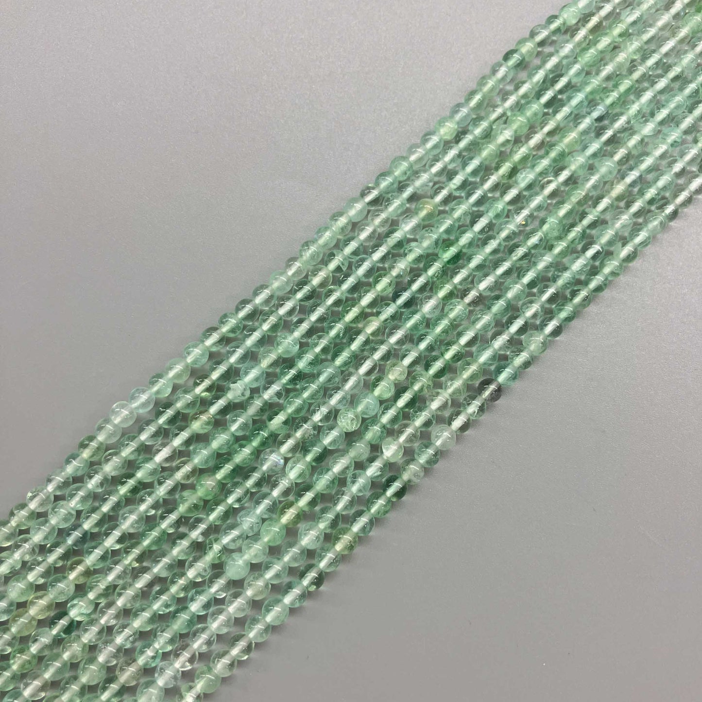 Green Fluorite Round Bead 16" 4mm A