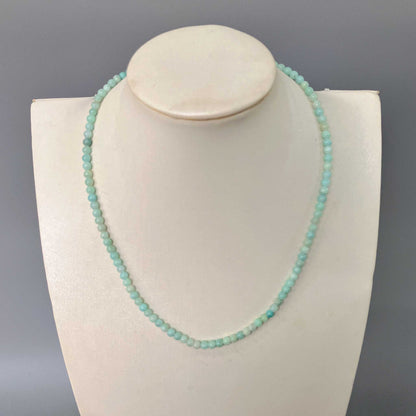 Green Amazonite Round Bead Necklace 4mm A/B