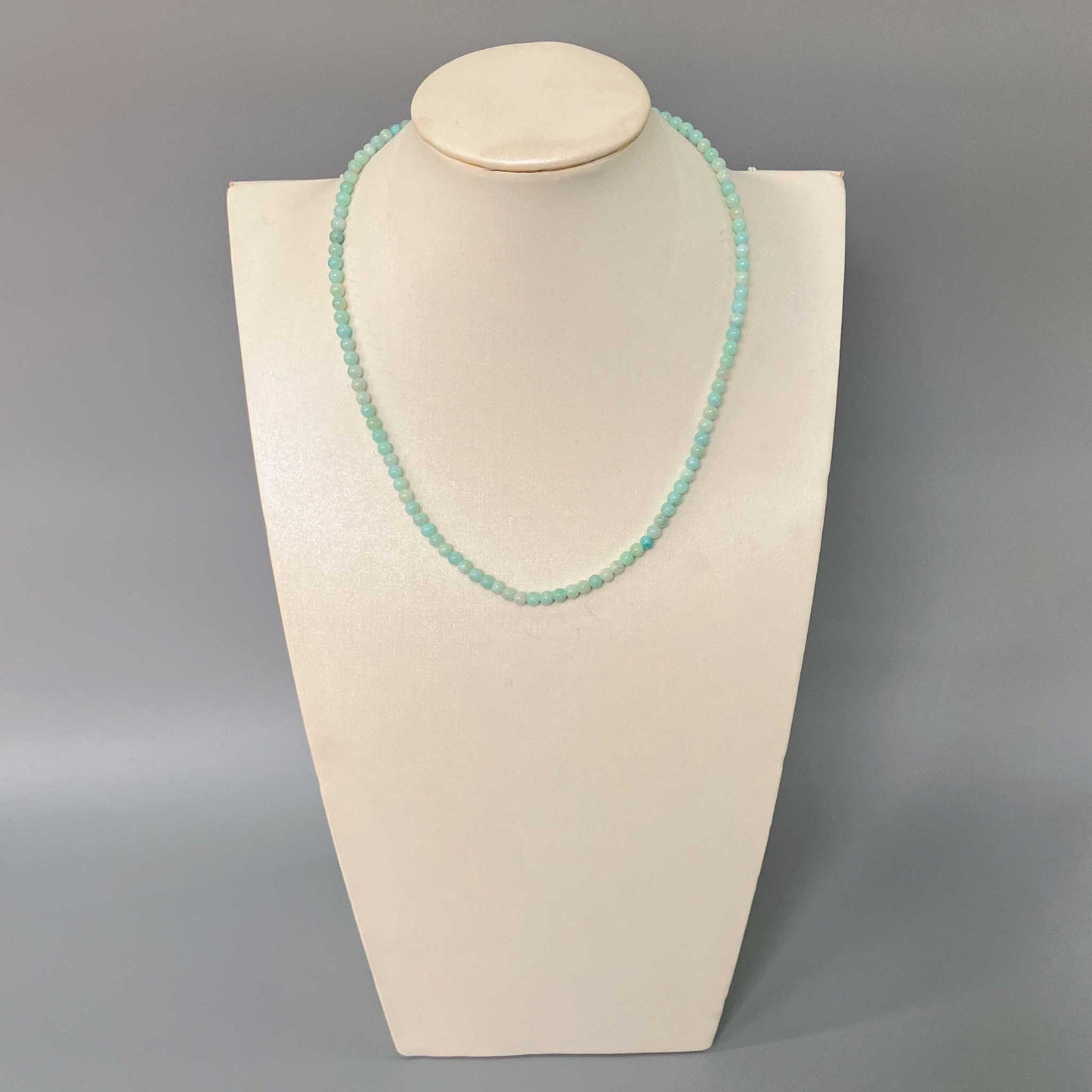 Green Amazonite Round Bead Necklace 4mm A/B