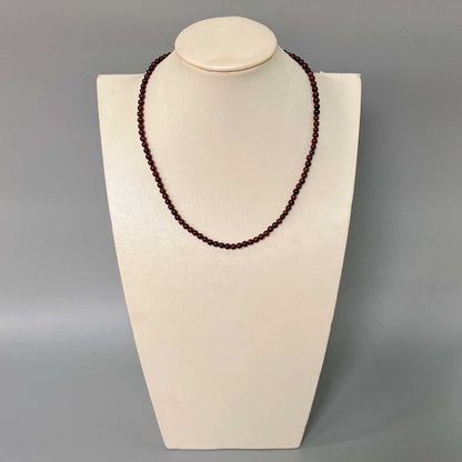 Garnet Round Bead Necklace 4mm A