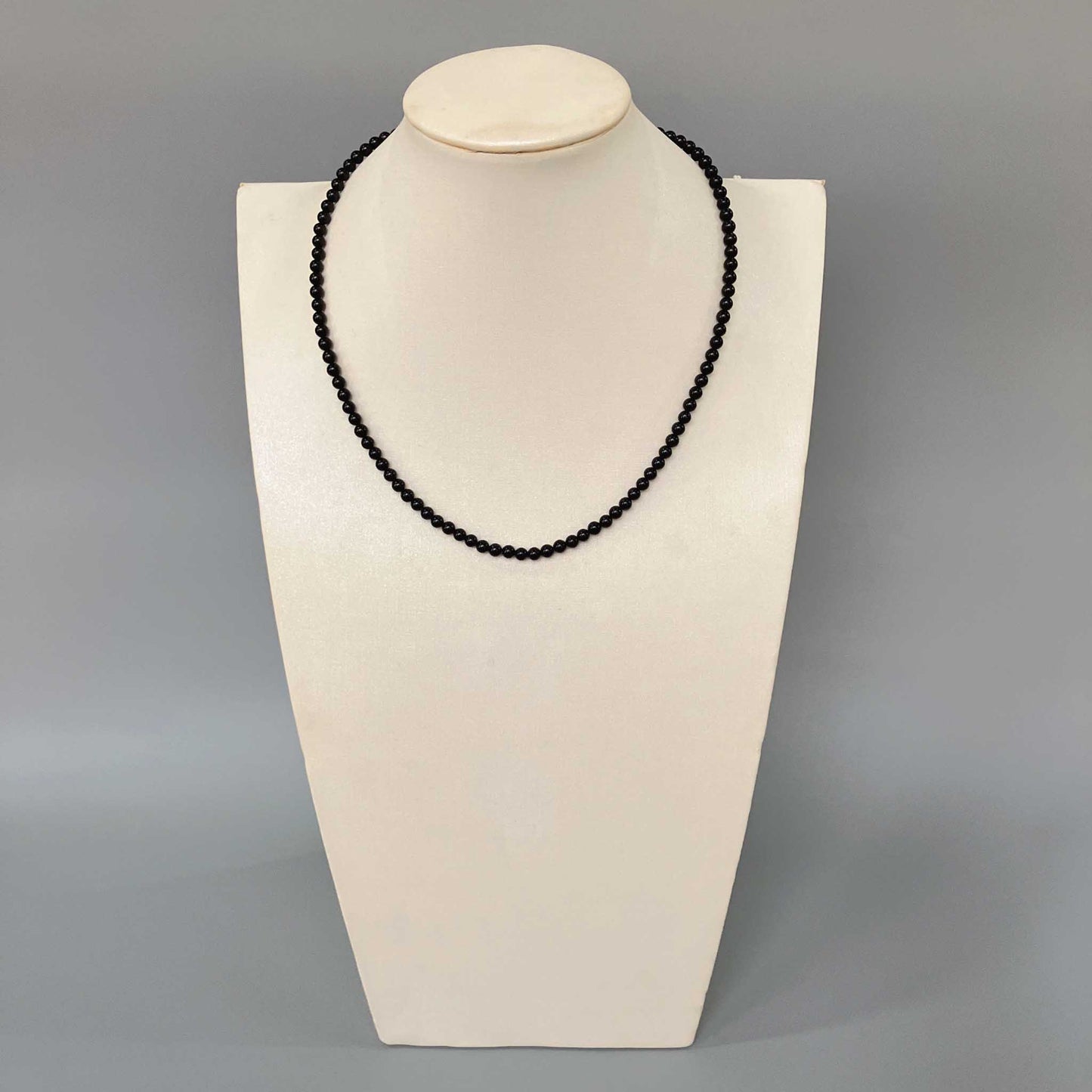 Black Tourmaline Round Bead Necklace 4mm A