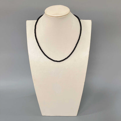 Black Tourmaline Round Bead Necklace 4mm A