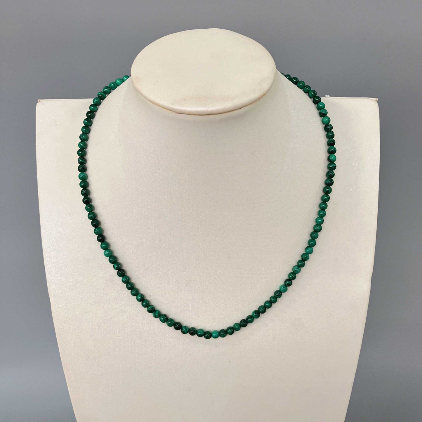 Malachite Round Bead Necklace 4mm A/A+