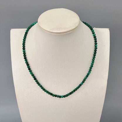 Malachite Round Bead Necklace 4mm A/A+