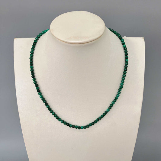 Malachite Round Bead Necklace 4mm A/A+
