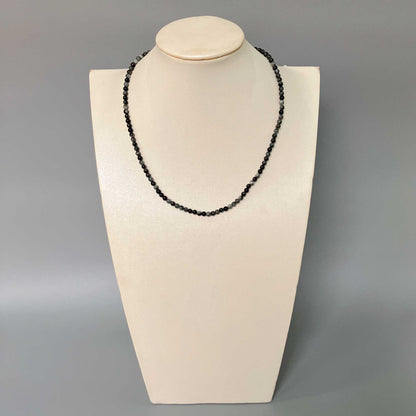 Cat's Eye Natural Grey Color Round Bead Necklace 4mm A