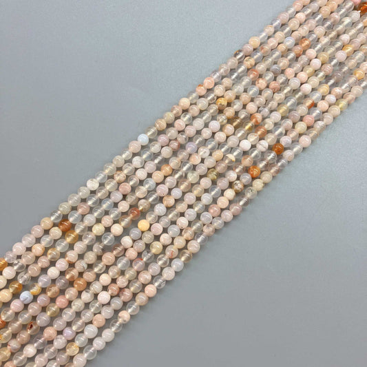 Blossoms Agate Round Bead 16" 4mm A