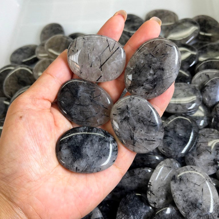 Black Rutile Quartz Soap stone 6/8*30*40mm A
