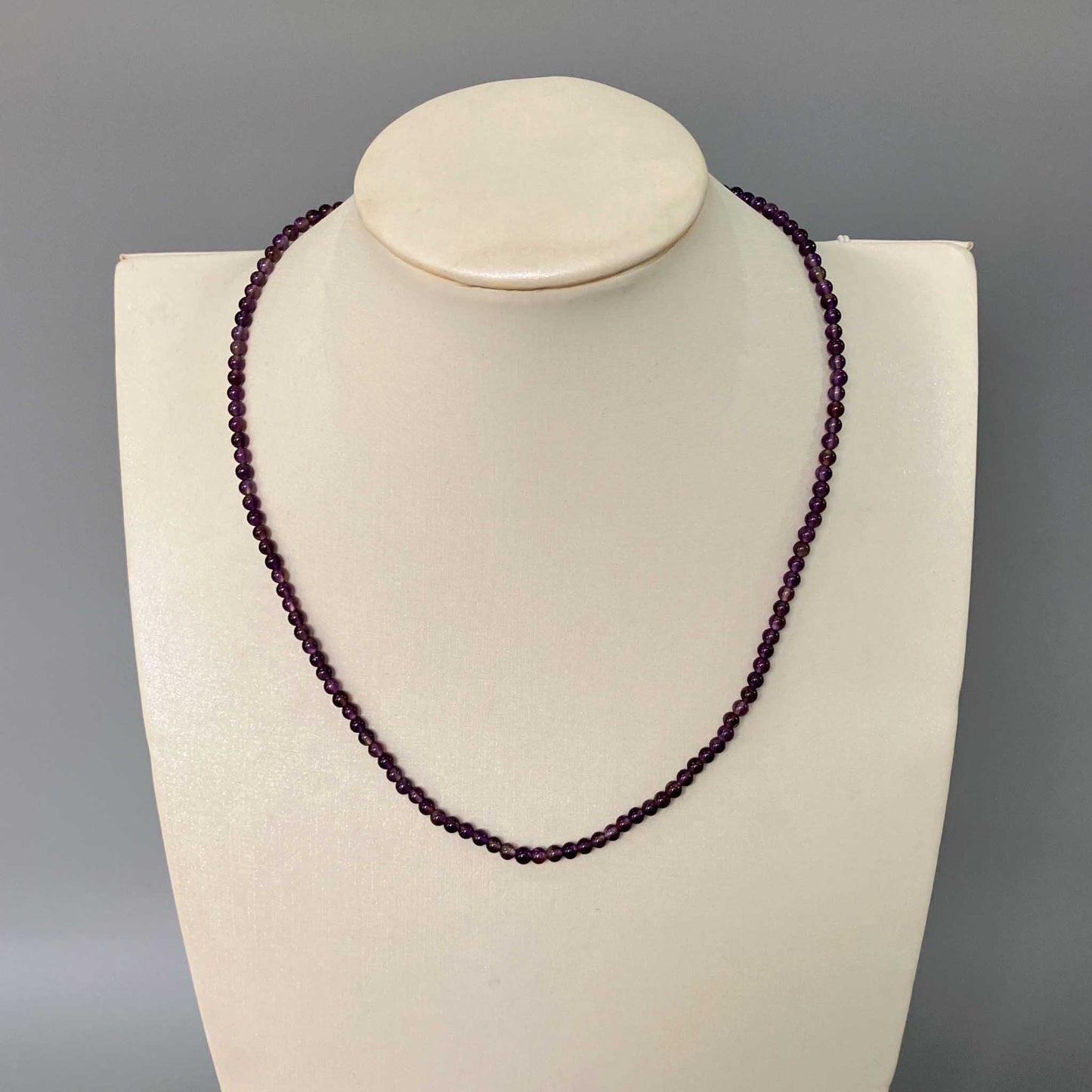 Amethyst Round Bead Necklace 4mm A/B