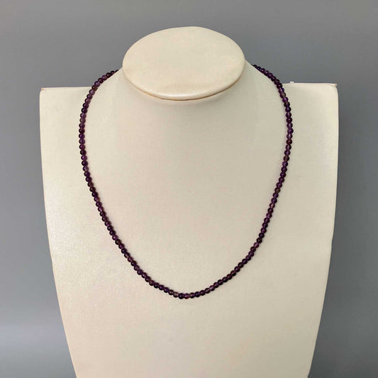 Amethyst Round Bead Necklace 4mm A/B