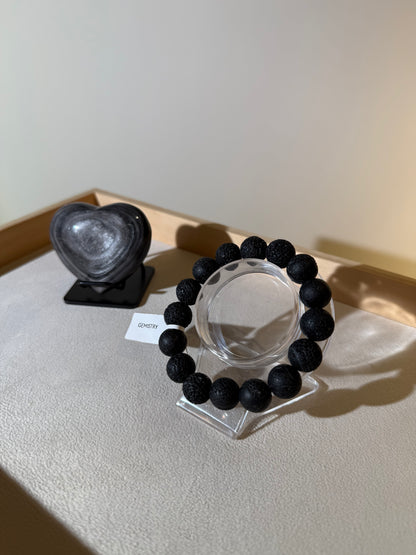 Silver Obsidian Heart Set #1 (with Basalt Bracelet)