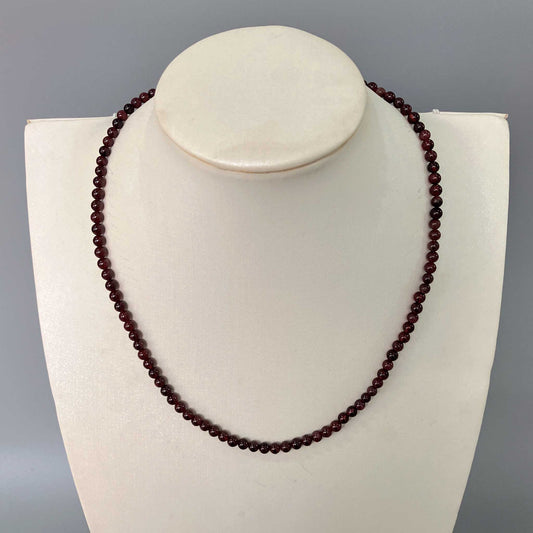Garnet Round Bead Necklace 4mm A