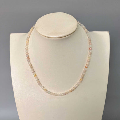 Blossoms Agate Round Bead Necklace 4mm A
