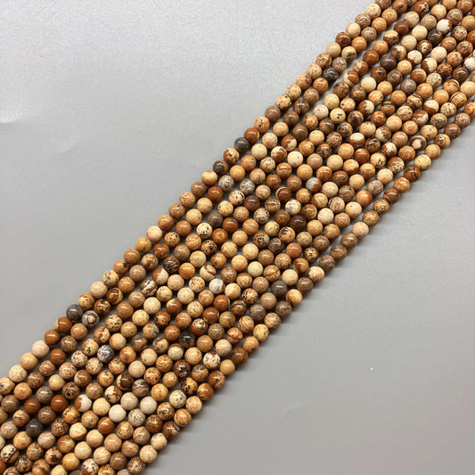Picture Jasper Round Bead 16" 4mm A