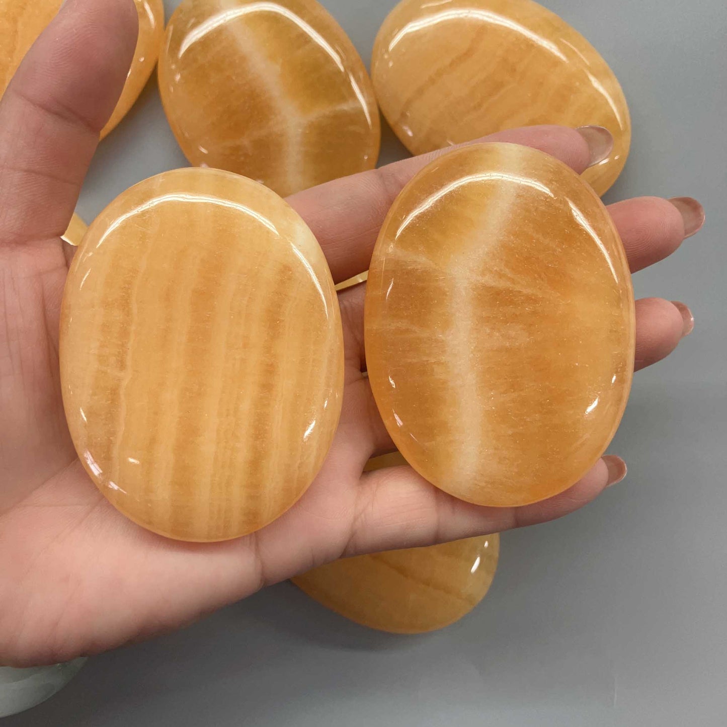 Orange Calcite China Soap stone 2.7 inch (1.45 x 4.75 x 6.75cm) A+