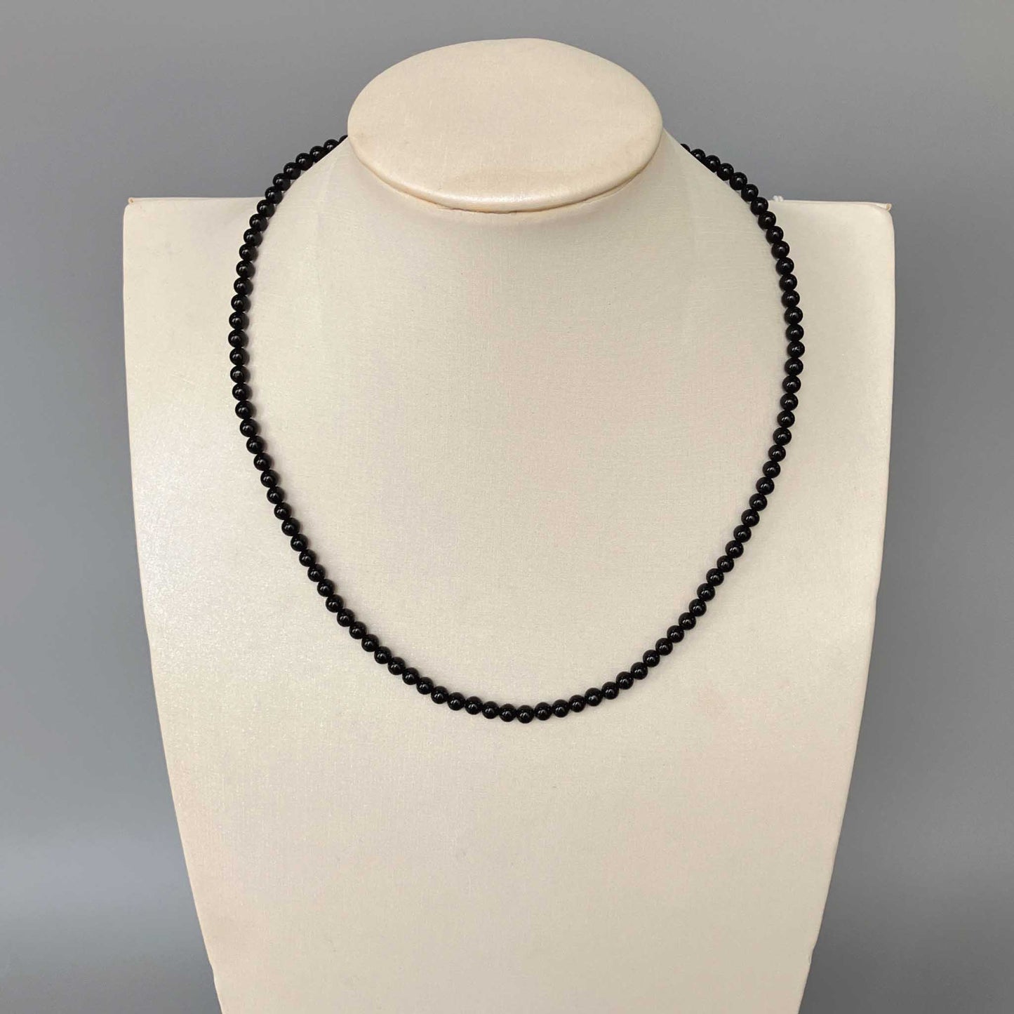 Black Tourmaline Round Bead Necklace 4mm A