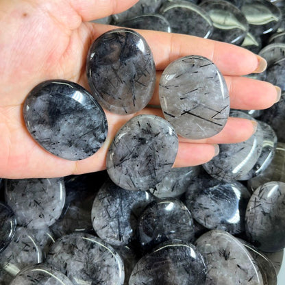 Black Rutile Quartz Soap stone 6/8*30*40mm A