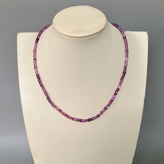 Purple Fluorite Round Bead Necklace 4mm A