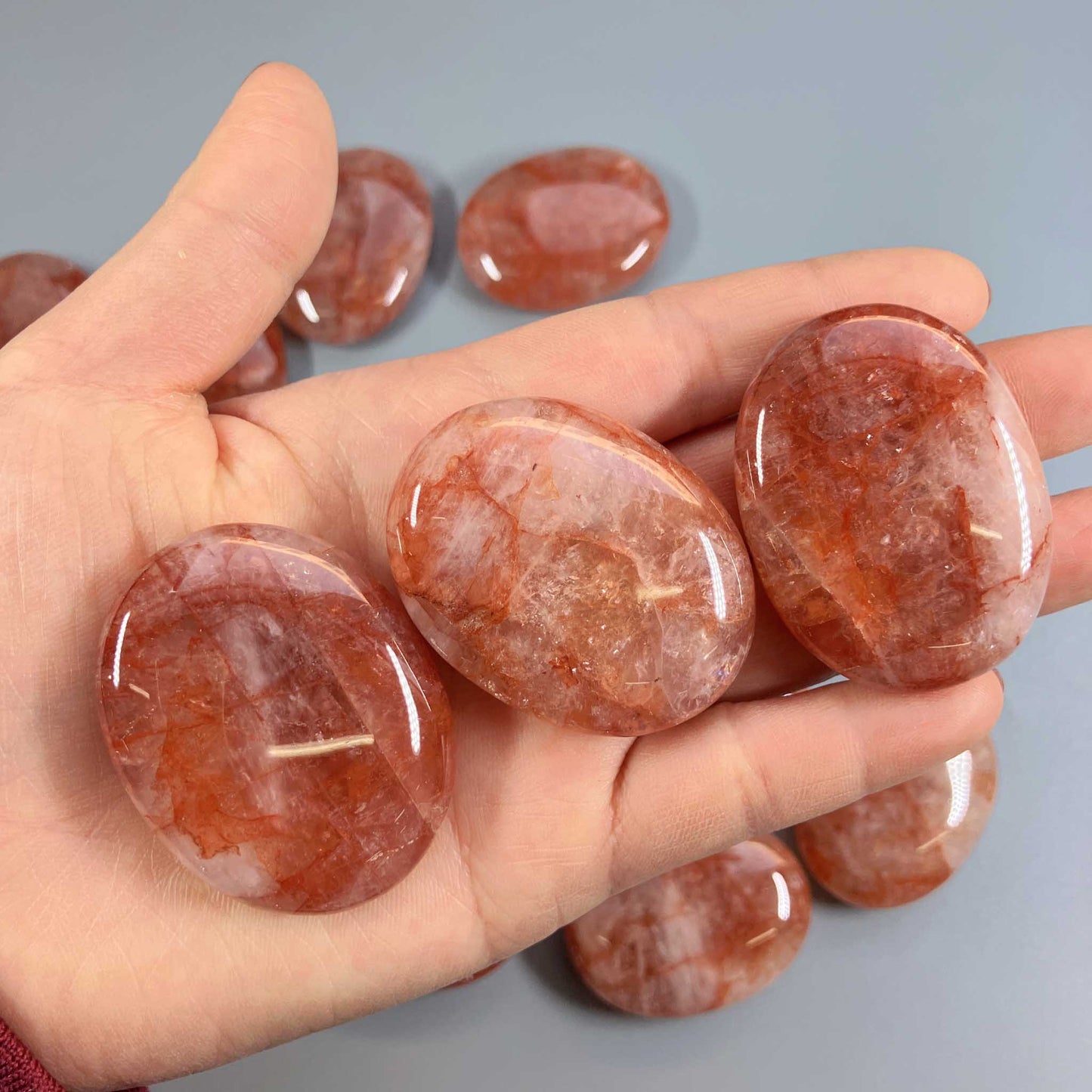 Strawberry Natural Quartz Brazil Soap stone 1.8 inch (1.05 x 3.5 x 4.5cm) A+