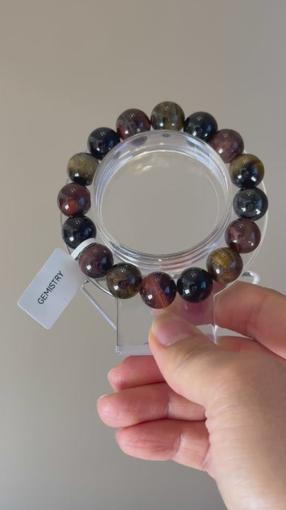 彩虎眼石手串 & 黑曜石 男士聖誕禮物 Rainbow Tiger's Eye & Black Obsidian Christmas set（For Male)